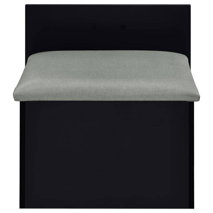Danbury - 3 - Drawer Makeup Vanity &amp; Stool Set - Black High Gloss Vanity Set modern furniture Contempo Furniture