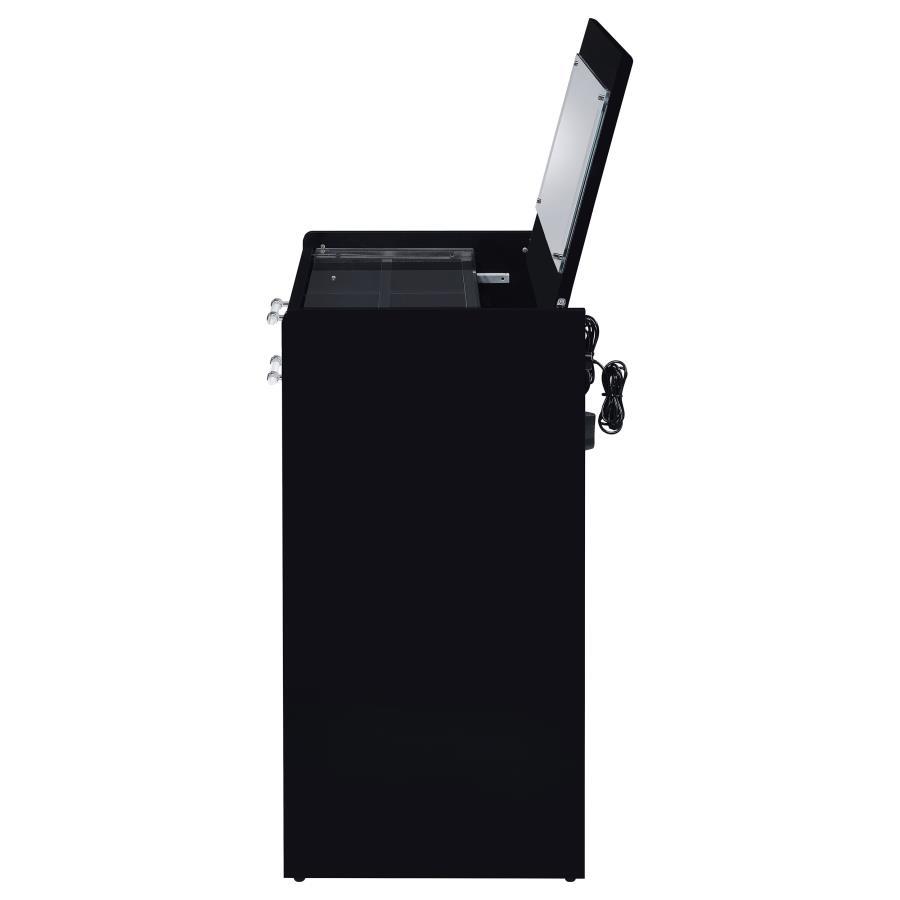 Danbury - 3 - Drawer Makeup Vanity & Stool Set - Black High Gloss Vanity Set modern furniture Contempo Furniture