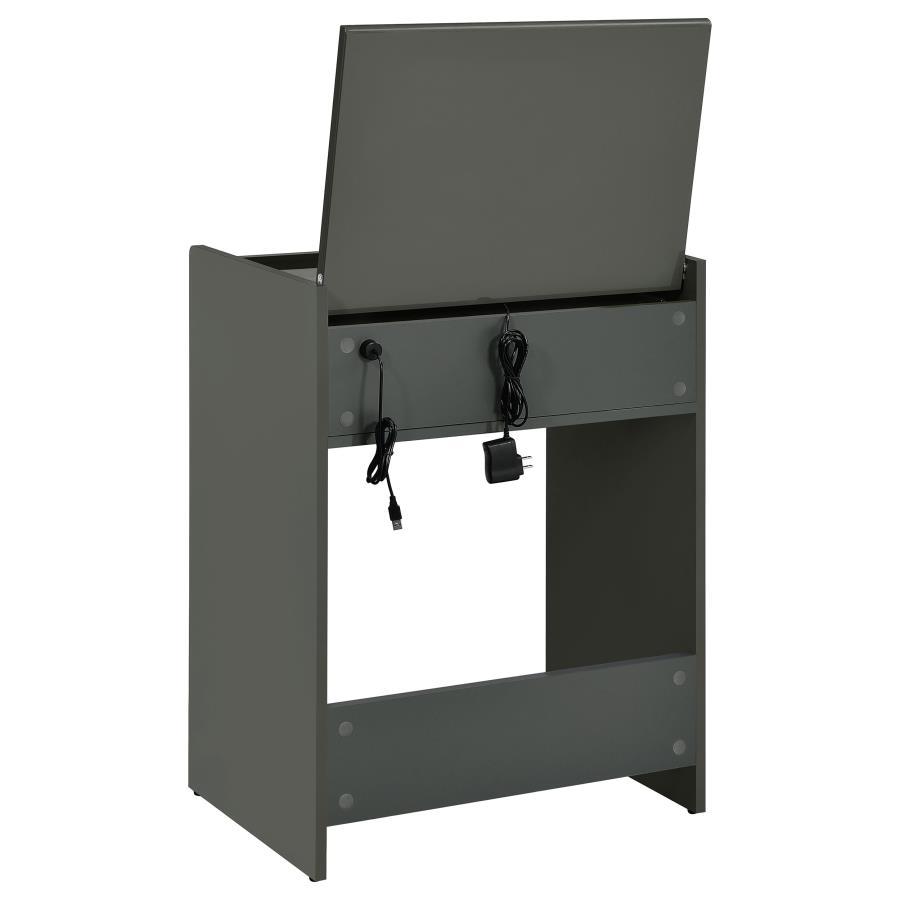 Danbury - 3 - Drawer Makeup Vanity & Stool Set - Gray High Gloss Vanity Set modern furniture Contempo Furniture