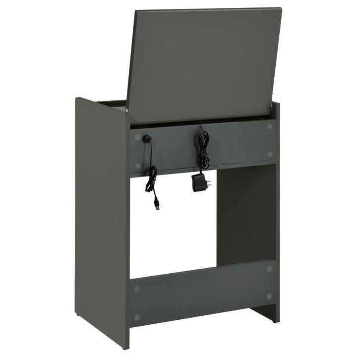 Danbury - 3 - Drawer Makeup Vanity &amp; Stool Set - Gray High Gloss Vanity Set modern furniture Contempo Furniture