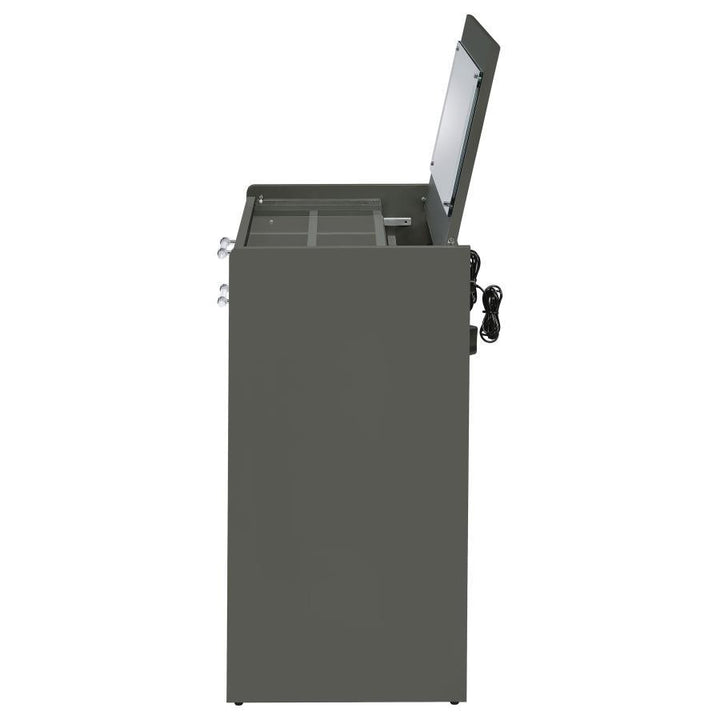 Danbury - 3 - Drawer Makeup Vanity &amp; Stool Set - Gray High Gloss Vanity Set modern furniture Contempo Furniture