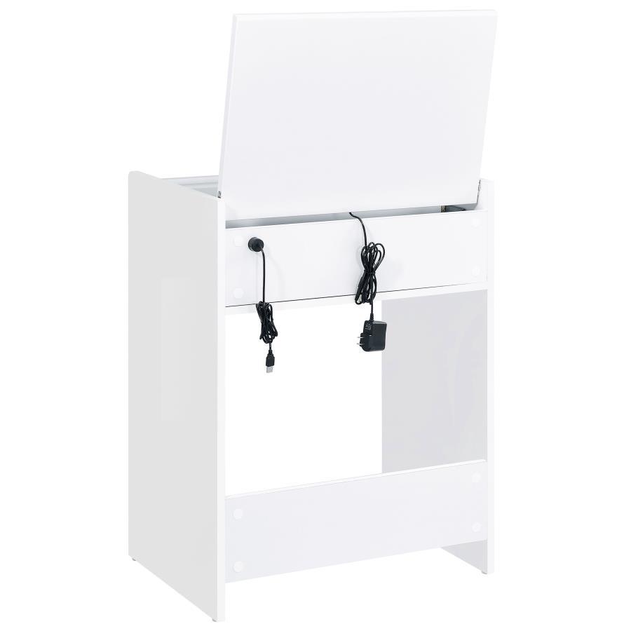 Danbury - 3 - Drawer Makeup Vanity & Stool Set - White High Gloss Vanity Set modern furniture Contempo Furniture