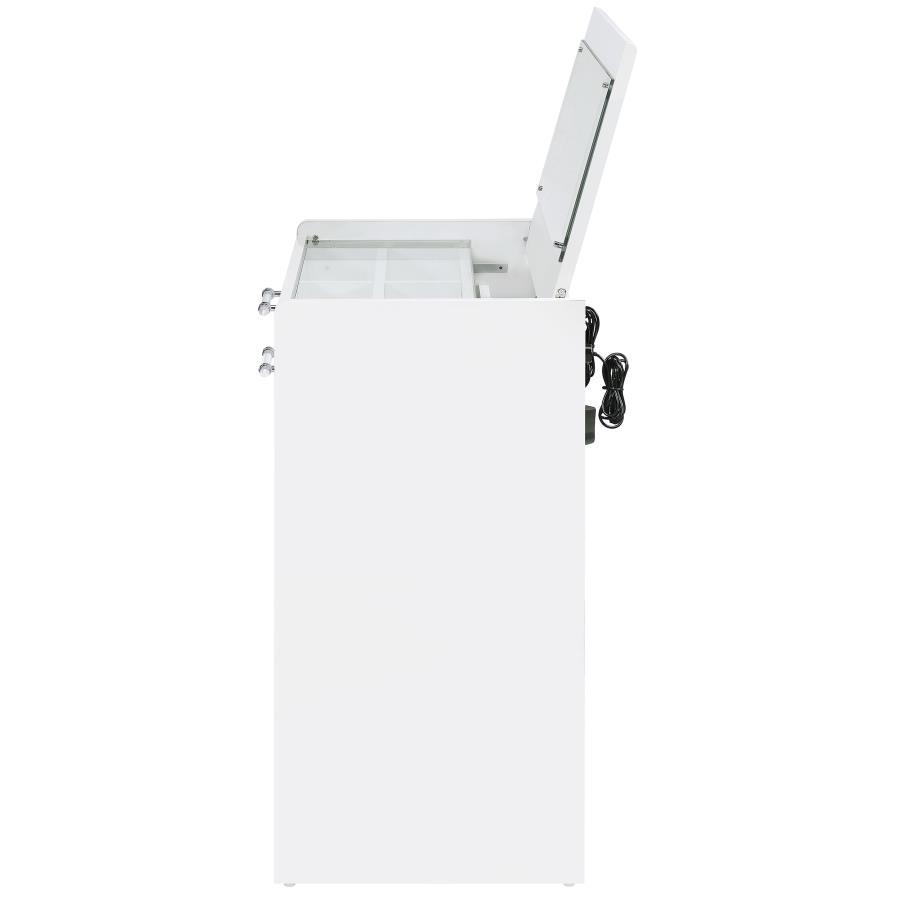 Danbury - 3 - Drawer Makeup Vanity & Stool Set - White High Gloss Vanity Set modern furniture Contempo Furniture