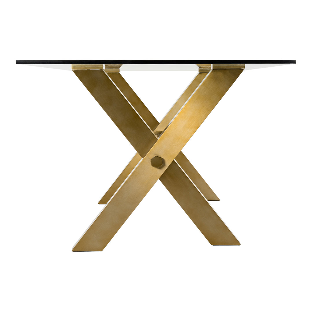 Dandy - Modern Golden & 15mm Glass Dining Table