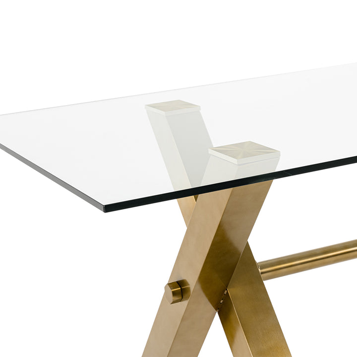 Dandy - Modern Golden &amp; 15mm Glass Dining Table