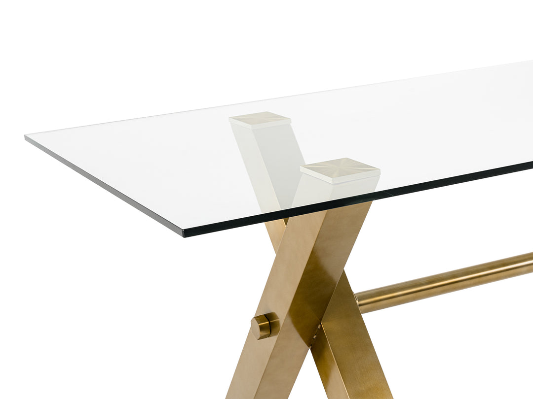 Dandy - Modern Golden & 15mm Glass Dining Table