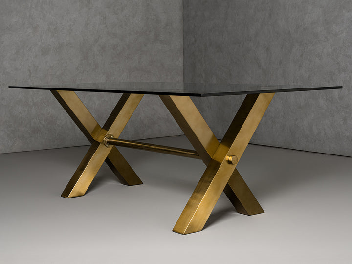 Dandy - Modern Golden &amp; 15mm Glass Dining Table