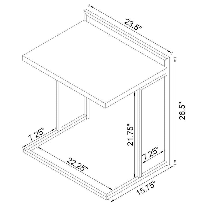 Dani - Rectangular C - Shaped Sofa Side Table - Rustic Nutmeg Side Table modern furniture Contempo Furniture