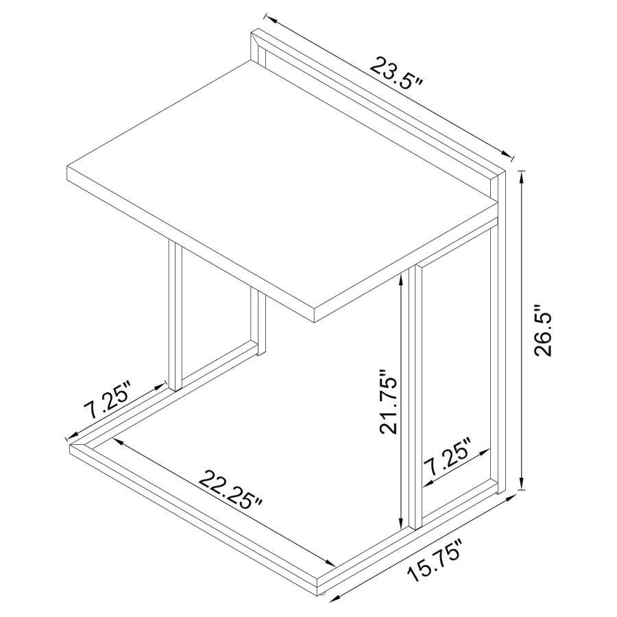Dani - Rectangular C - Shaped Sofa Side Table - Rustic Nutmeg Side Table modern furniture Contempo Furniture
