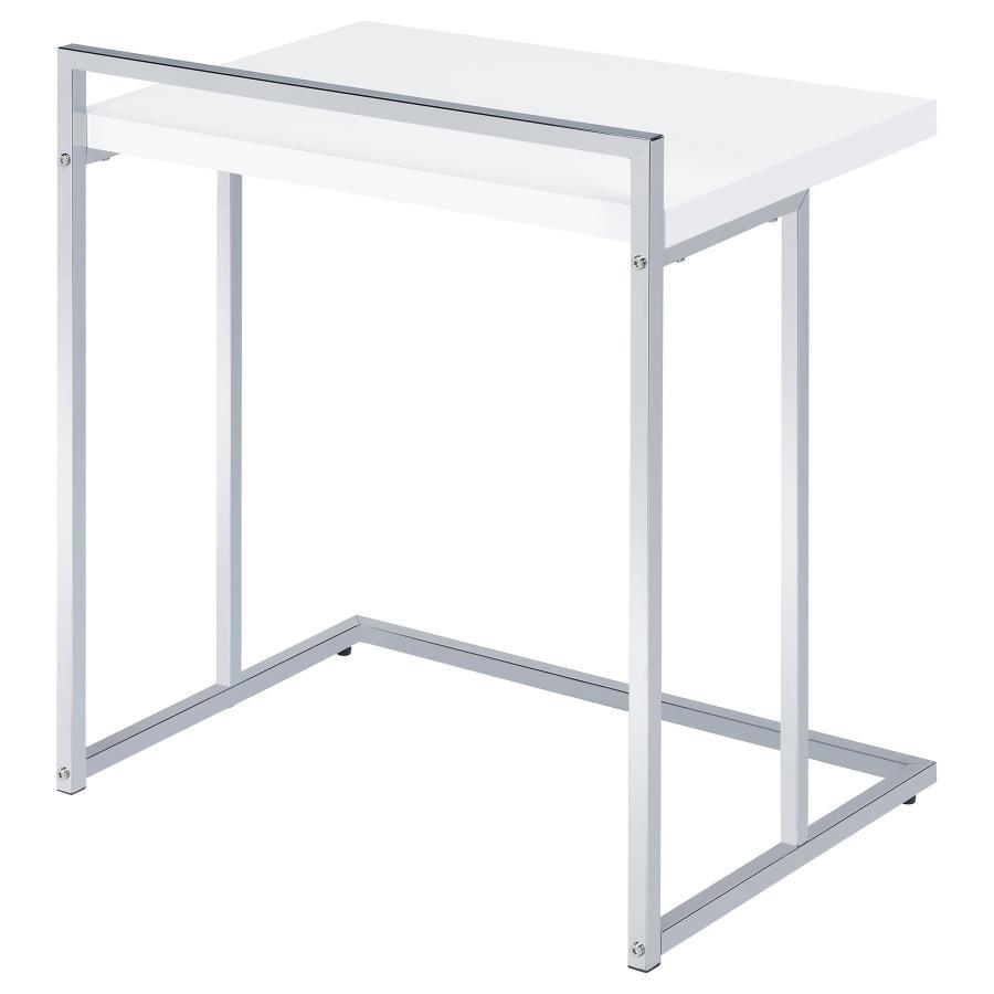 Dani - Rectangular C - Shaped Sofa Side Table - White High Gloss Side Table modern furniture Contempo Furniture