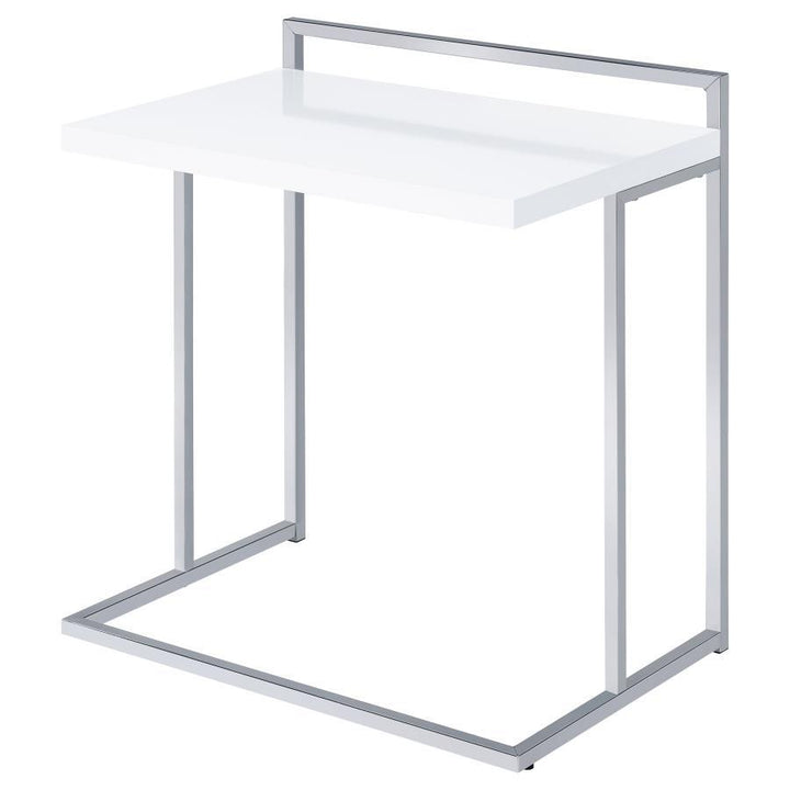 Dani - Rectangular C - Shaped Sofa Side Table - White High Gloss Side Table modern furniture Contempo Furniture