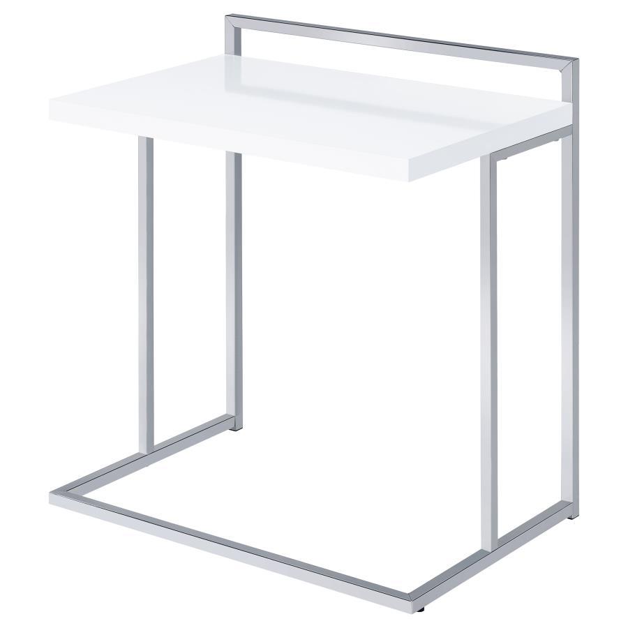Dani - Rectangular C - Shaped Sofa Side Table - White High Gloss Side Table modern furniture Contempo Furniture