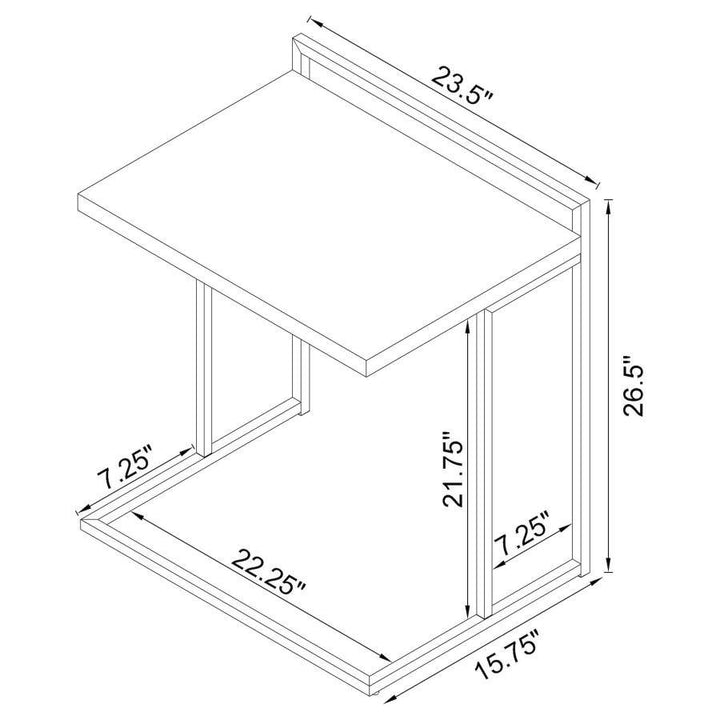 Dani - Rectangular C - Shaped Sofa Side Table - White High Gloss Side Table modern furniture Contempo Furniture