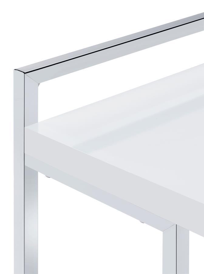 Dani - Rectangular C - Shaped Sofa Side Table - White High Gloss Side Table modern furniture Contempo Furniture