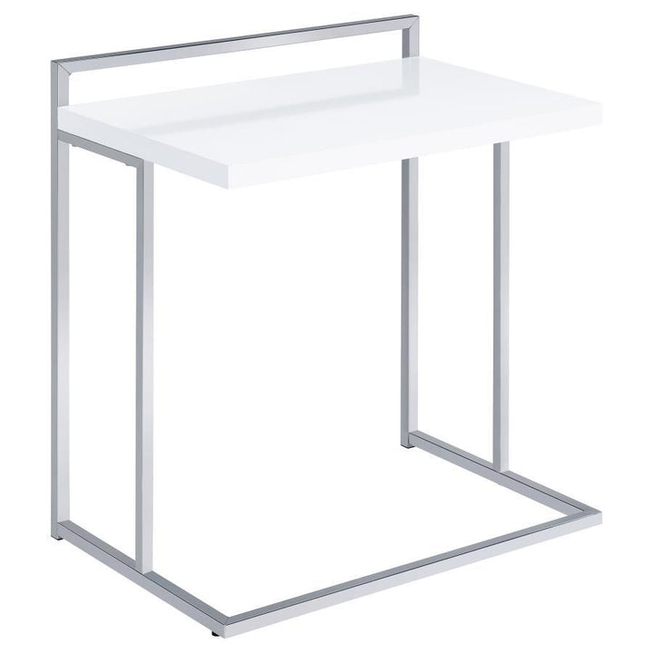 Dani - Rectangular C - Shaped Sofa Side Table - White High Gloss Side Table modern furniture Contempo Furniture