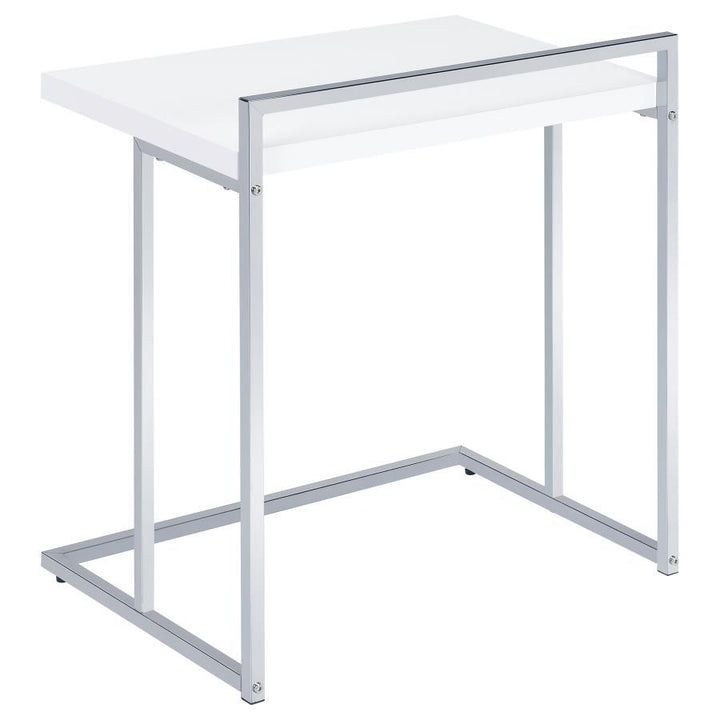 Dani - Rectangular C - Shaped Sofa Side Table - White High Gloss Side Table modern furniture Contempo Furniture