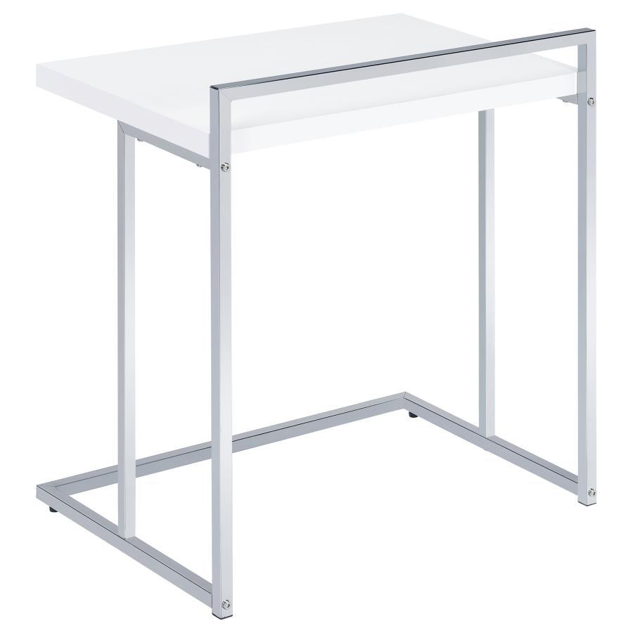 Dani - Rectangular C - Shaped Sofa Side Table - White High Gloss Side Table modern furniture Contempo Furniture