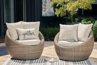 Danson Swivel Lounge with Cushion (Set of 2) - Beige Chair Set modern furniture Contempo Furniture