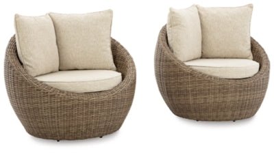 Danson Swivel Lounge with Cushion (Set of 2) - Beige | Ashley Furniture