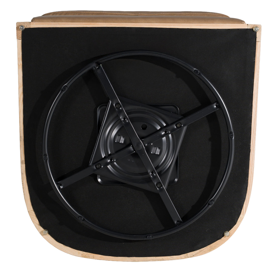 Danson - Modern Tan Leather  Wicker Swivel Accent Chair