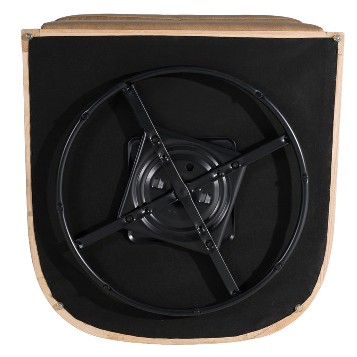 Danson  Modern Tan Leather + Wicker Swivel Accent Chair