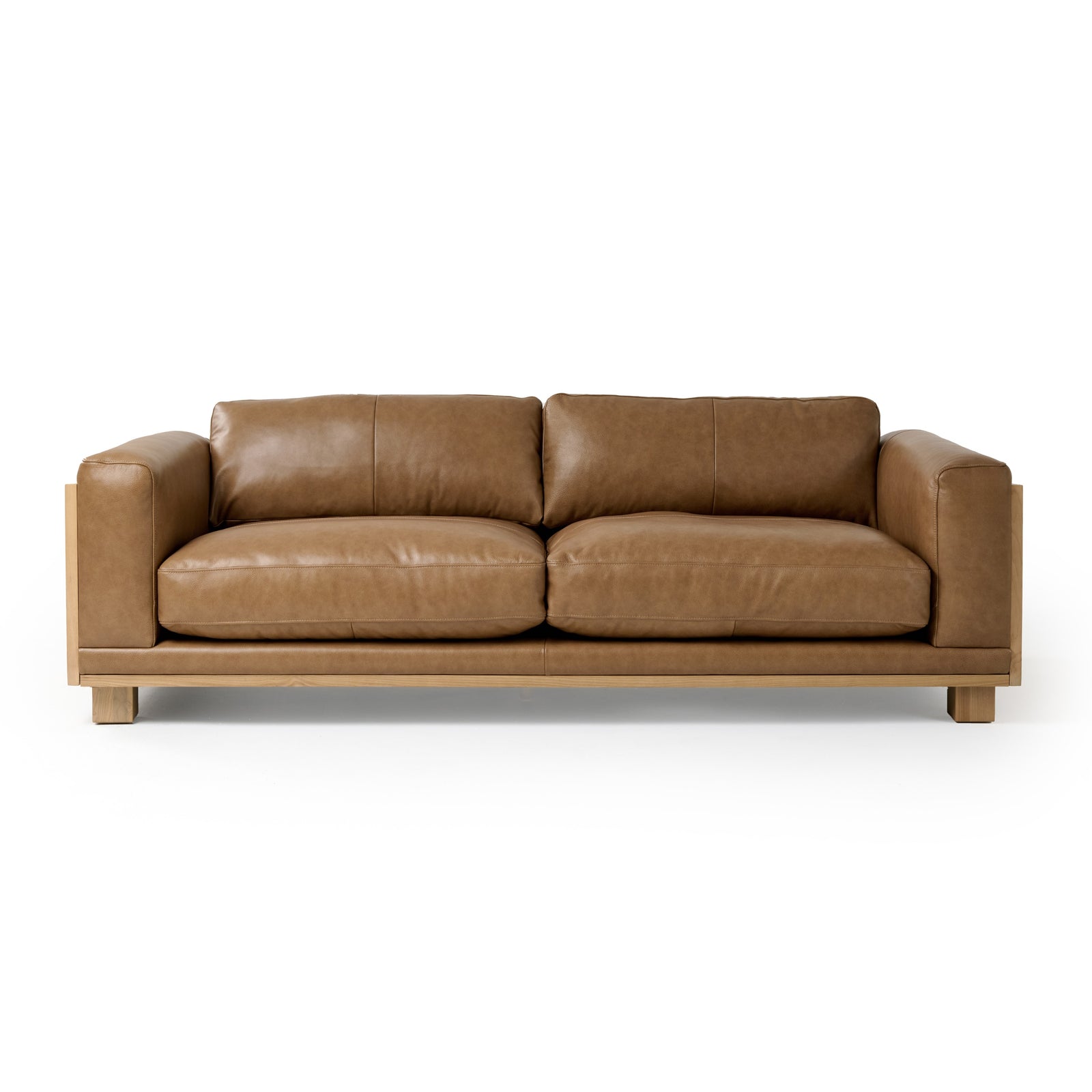 Danson - Modern Tan Leather  Wicker Sofa