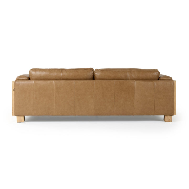 Danson  Modern Tan Leather + Wicker Sofa