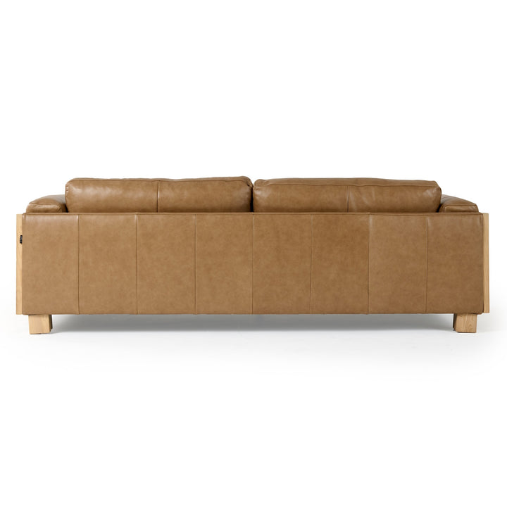 Danson - Modern Tan Leather + Wicker Sofa