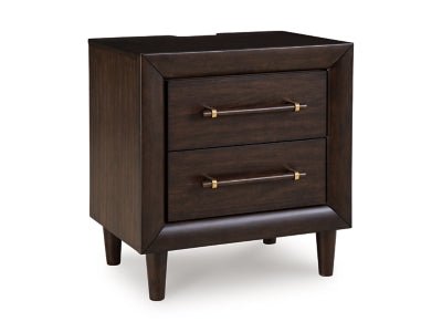Dantenton Nightstand - Dark Brown Nightstand w/ Charging Station modern furniture Contempo Furniture