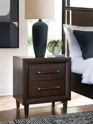 Dantenton Nightstand - Dark Brown Nightstand w/ Charging Station modern furniture Contempo Furniture