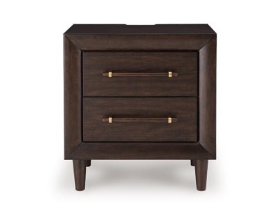 Dantenton Nightstand - Dark Brown Nightstand w/ Charging Station modern furniture Contempo Furniture