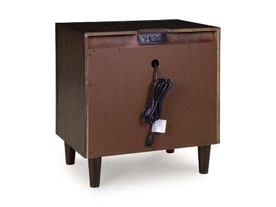 Dantenton Nightstand - Dark Brown Nightstand w/ Charging Station modern furniture Contempo Furniture