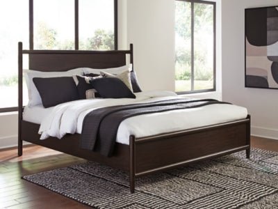 Dantenton Queen Panel Bed - Dark Brown Panel Bed modern furniture Contempo Furniture