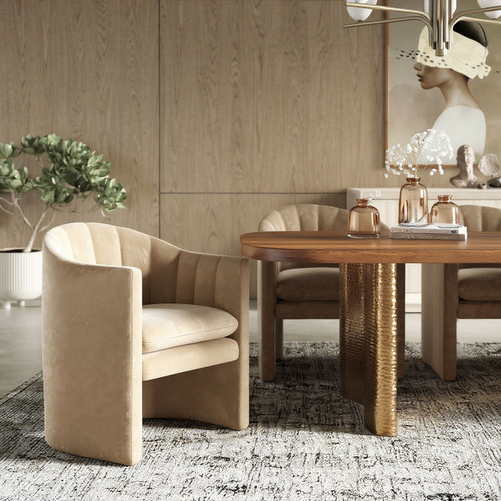 Danube - Modern Beige Fabric Dining Chair - View 9