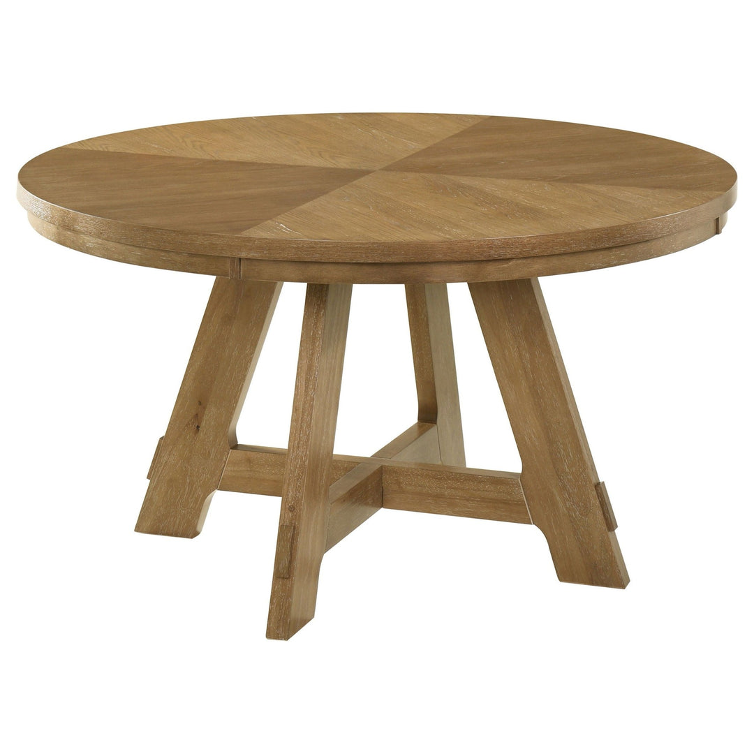 Danvers - Round Wood Dining Table - Brown Oak Dining Table modern furniture Contempo Furniture