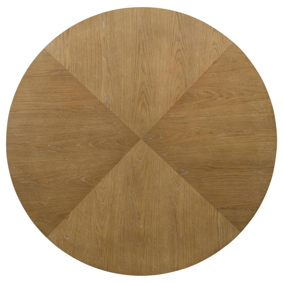 Danvers - Round Wood Dining Table - Brown Oak Dining Table modern furniture Contempo Furniture