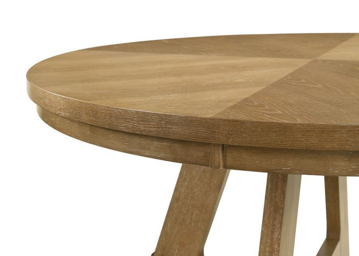 Danvers - Round Wood Dining Table - Brown Oak Dining Table modern furniture Contempo Furniture