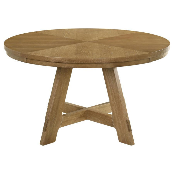Danvers - Round Wood Dining Table - Brown Oak Dining Table modern furniture Contempo Furniture