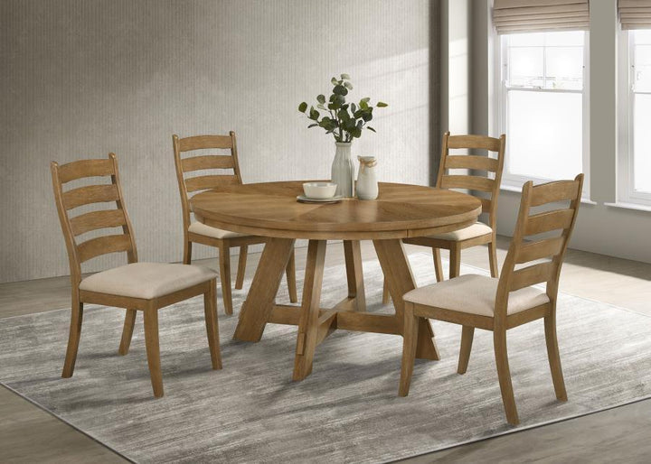Danvers - Round Wood Dining Table - Brown Oak Dining Table modern furniture Contempo Furniture