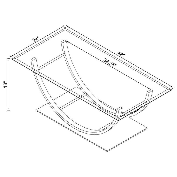 Danville - Rectangular U - Shaped Glass Top Coffee Table - Chrome Coffee Table modern furniture Contempo Furniture