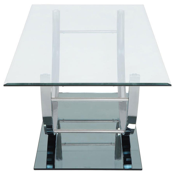 Danville - Rectangular U - Shaped Glass Top Coffee Table - Chrome Coffee Table modern furniture Contempo Furniture