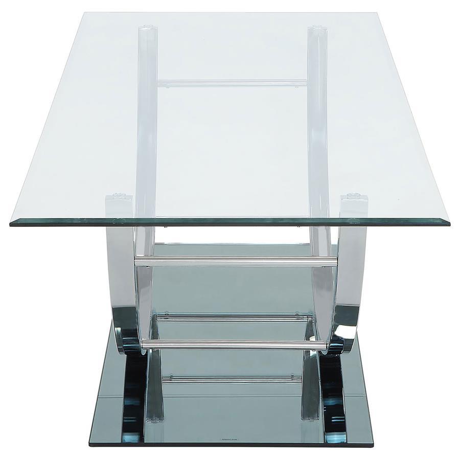 Danville - Rectangular U - Shaped Glass Top Coffee Table - Chrome Coffee Table modern furniture Contempo Furniture