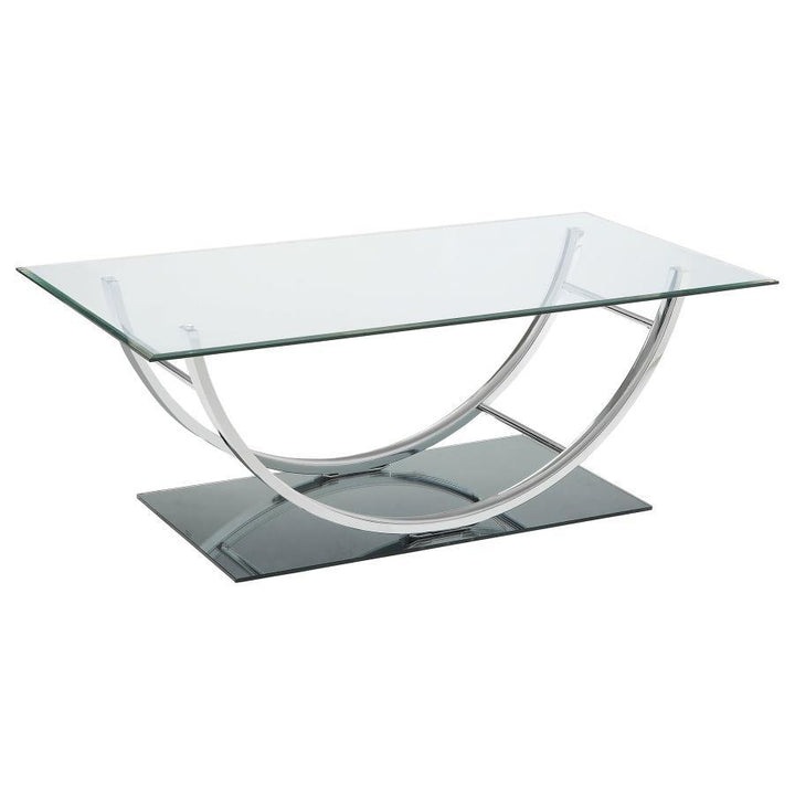 Danville - Rectangular U - Shaped Glass Top Coffee Table - Chrome Coffee Table modern furniture Contempo Furniture