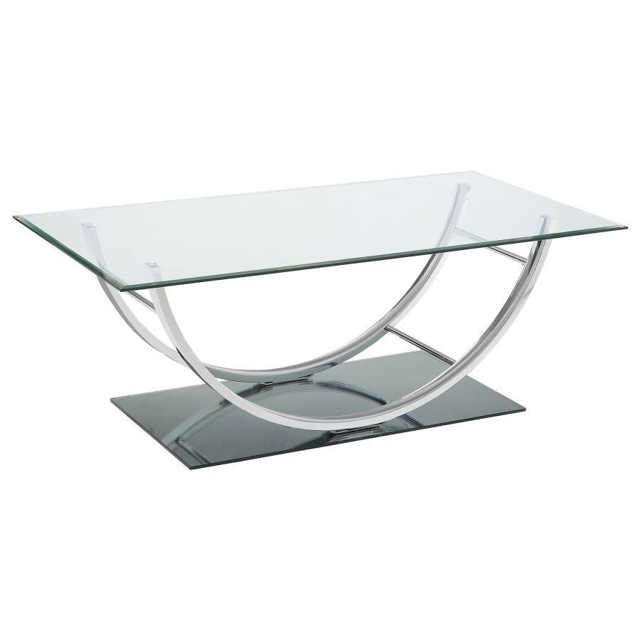 Danville - Rectangular U - Shaped Glass Top Coffee Table - Chrome Coffee Table modern furniture Contempo Furniture