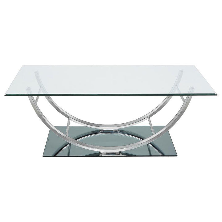 Danville - Rectangular U - Shaped Glass Top Coffee Table - Chrome Coffee Table modern furniture Contempo Furniture