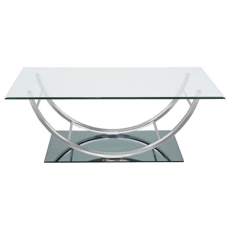 Danville - Rectangular U - Shaped Glass Top Coffee Table - Chrome Coffee Table modern furniture Contempo Furniture