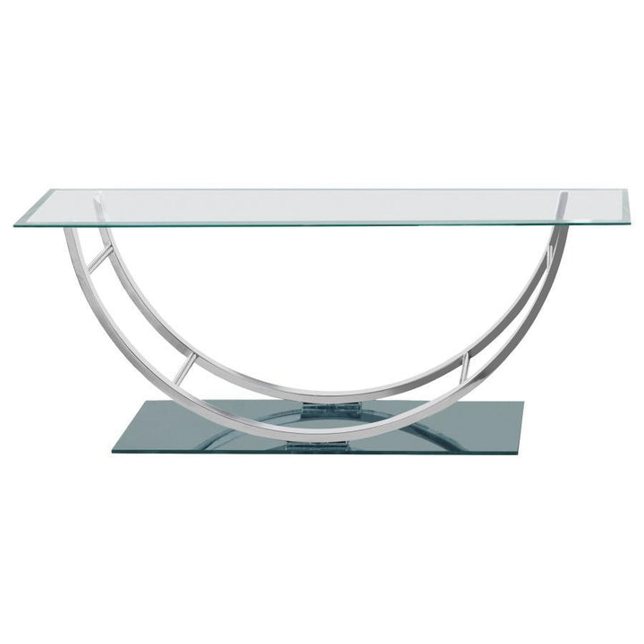 Danville - Rectangular U - Shaped Glass Top Coffee Table - Chrome Coffee Table modern furniture Contempo Furniture