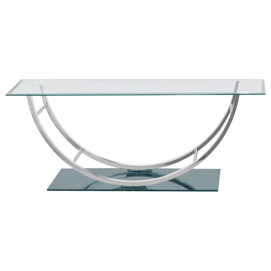 Danville - Rectangular U - Shaped Glass Top Coffee Table - Chrome Coffee Table modern furniture Contempo Furniture