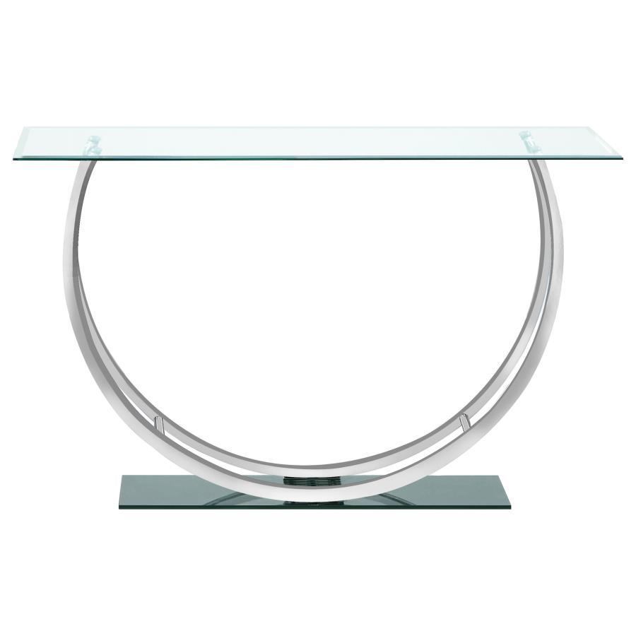 Danville - U - Shaped Glass Top Entryway Console Table - Chrome Console Table modern furniture Contempo Furniture