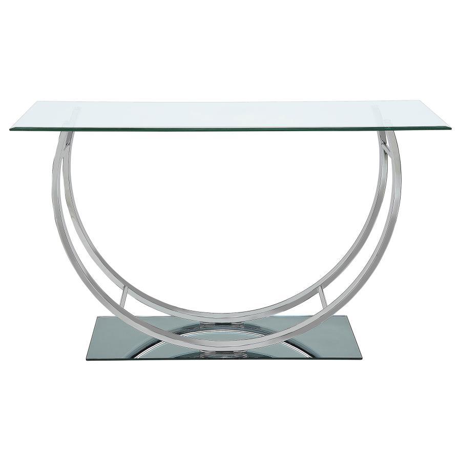 Danville - U - Shaped Glass Top Entryway Console Table - Chrome Console Table modern furniture Contempo Furniture